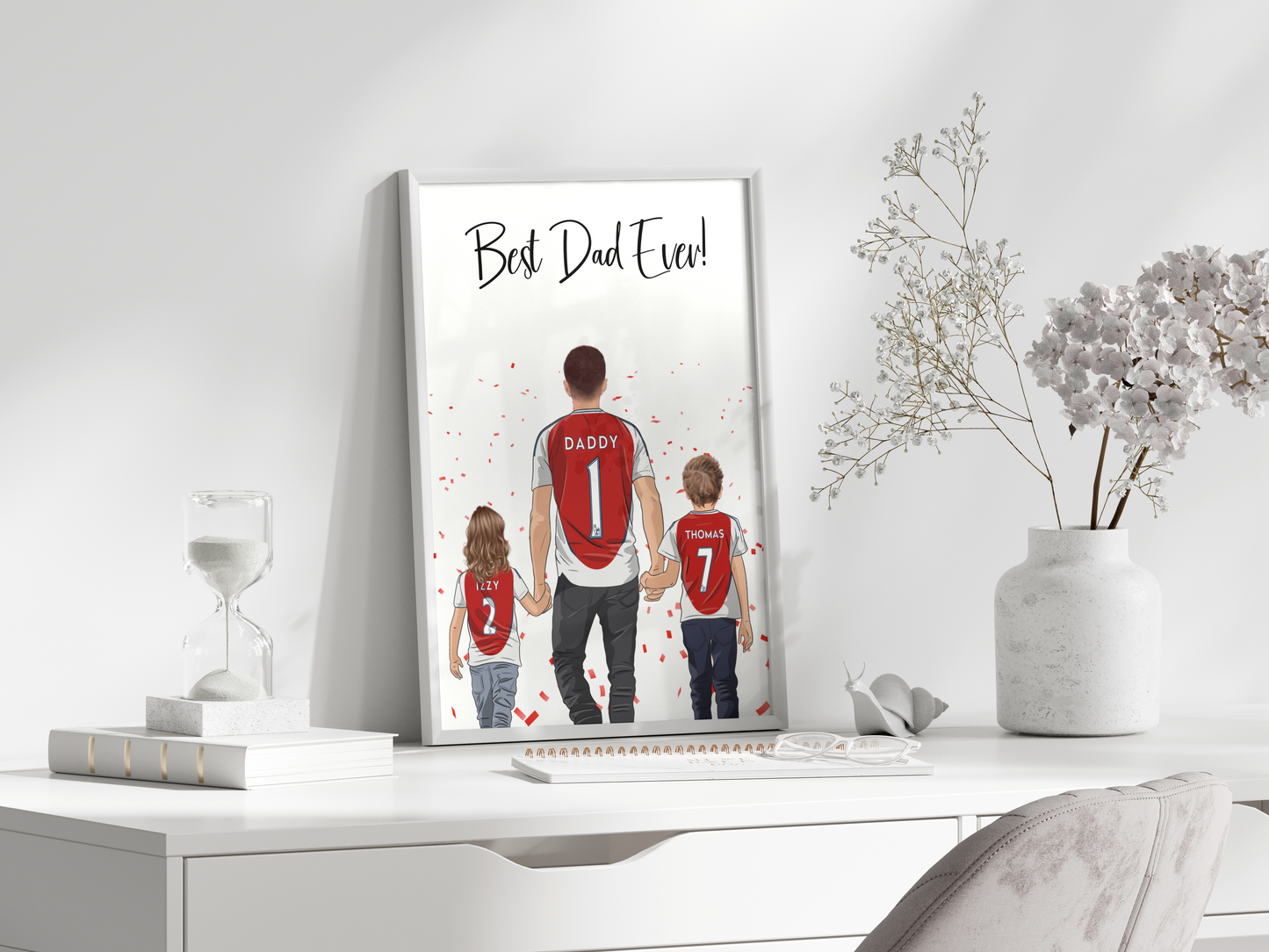 Sports/Football Gift for Dad - Dad & Two Children