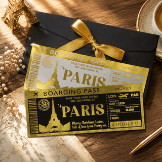 Personalised Foiled Boarding Pass Ticket – Custom Holiday or Surprise Trip Gift Reveal