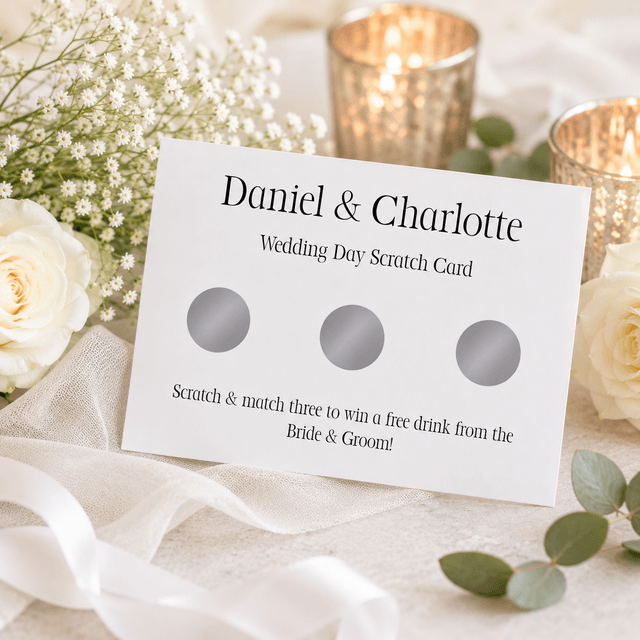 Personalised Wedding Favour Scratch Card - Plain Design