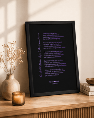 Your Words in Foil – Personalised Poem or Wedding Vows Print