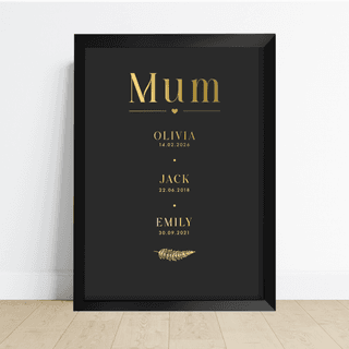 Personalised Mum Foil Print with Children’s Names and Birth Dates