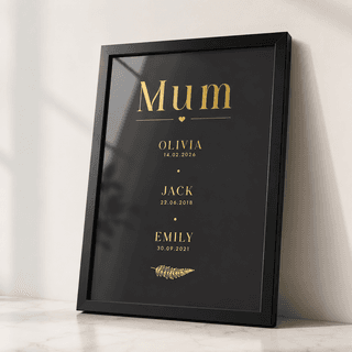 Personalised Mum Foil Print with Children’s Names and Birth Dates