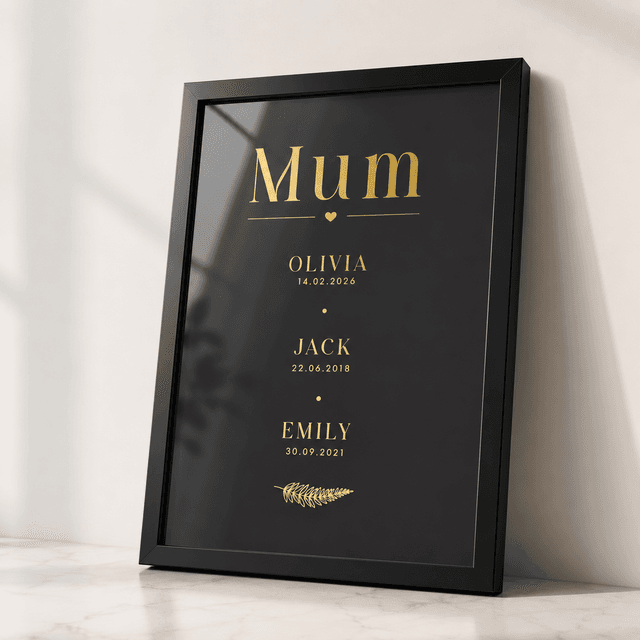 Personalised Mum Foil Print with Children’s Names and Birth Dates
