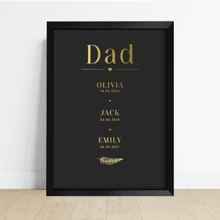 Personalised Dad Children’s Names & Birth Dates Foil Print
