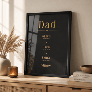 Personalised Dad Children’s Names & Birth Dates Foil Print