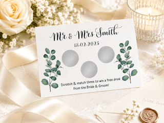 Personalised Wedding Favour Scratch Card - Eucalyptus Design