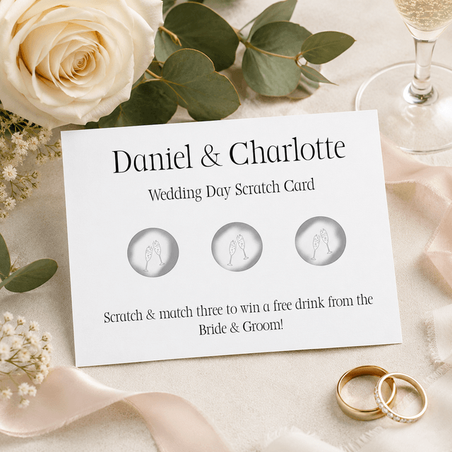 Personalised Wedding Favour Scratch Card - Plain Picture Design