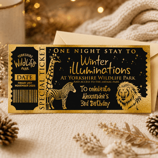 Personalised Yorkshire Wildlife Park Winter Illuminations Foil Gift Ticket