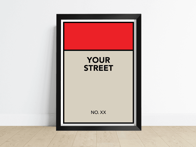 Custom Monopoly Style Property Card Print – Personalised Street Name Poster