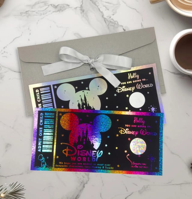 Personalised Disney Foiled Ticket with Scratch Reveal Date