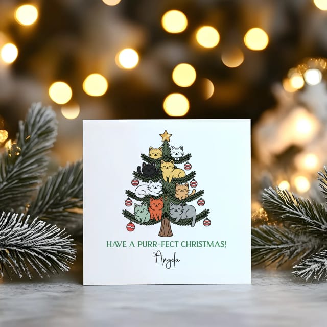 Purr-fect Christmas - Personalised Cat Christmas Greeting Card