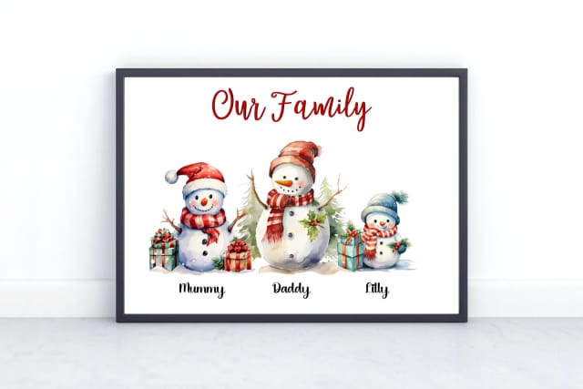 Christmas Family Snowman Print
