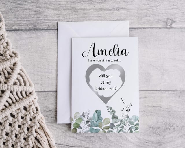 Personalised Bridesmaid Scratch Card - Eucalyptus