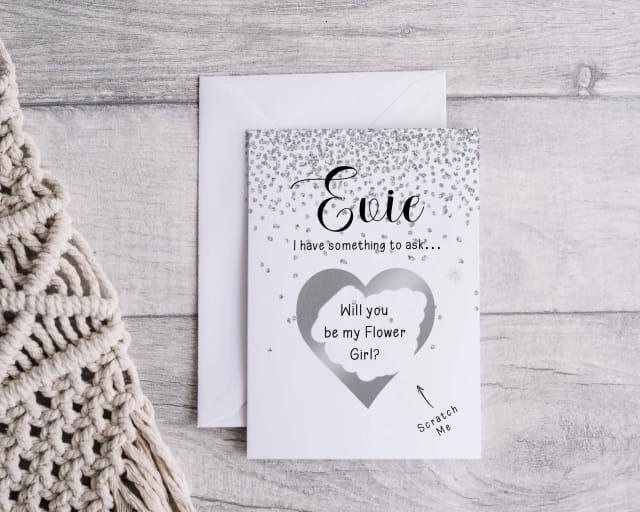 Personalised Bridesmaid Scratch Card - Silver Confetti