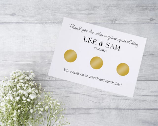 Personalised Wedding Favour Scratch Card - Thank You Design