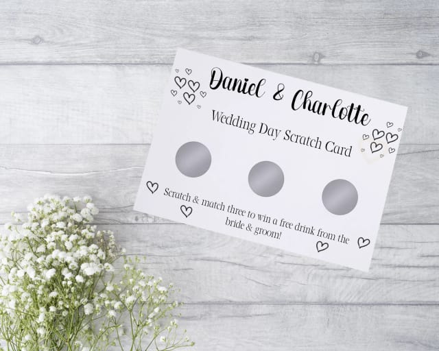Personalised Wedding Favour Scratch Card - Heart Design
