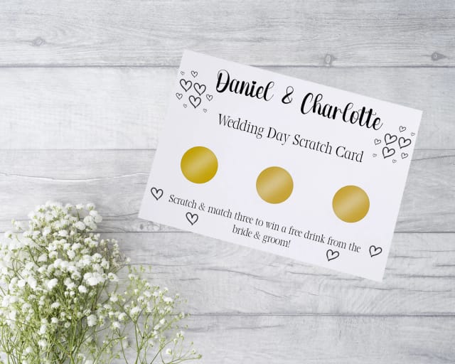 Personalised Wedding Favour Scratch Card - Heart Design
