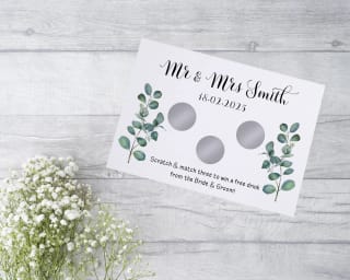 Personalised Wedding Favour Scratch Card - Eucalyptus Design