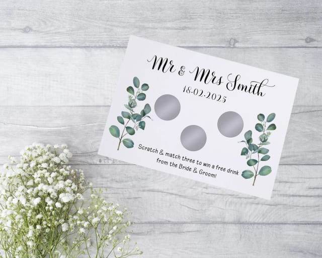 Personalised Wedding Favour Scratch Card - Eucalyptus Design