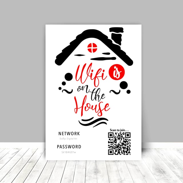 Personalised WiFi Print - WiFi On The House - Red and Black