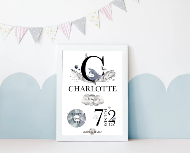 Personalised Newborn Baby Gift With Birth Details - Seagull Sailor Theme