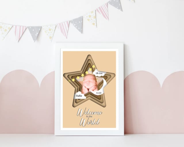 Personalised 3D Star Newborn Baby Gift With Birth Detail