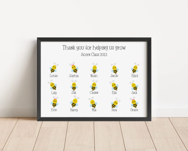 Personalised Teacher Class Print - Bumblebees