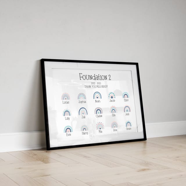 Personalised Teacher Class Print - Rainbows