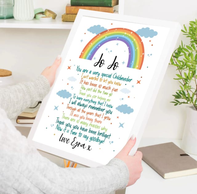 Personalised Rainbow Childminder Gift Print Thank You Teacher