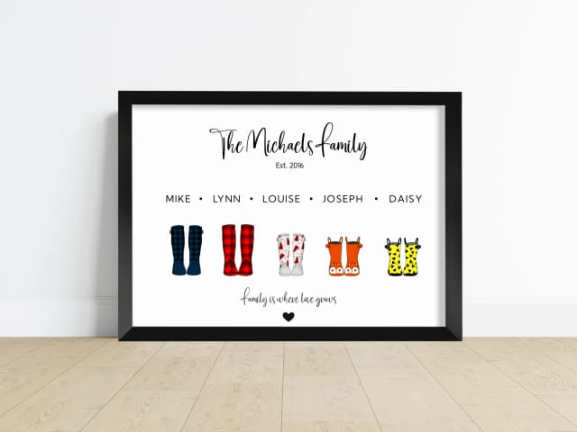 Personalised Welly Boot Family Print