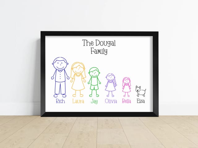 Personalised Family Stick People Print