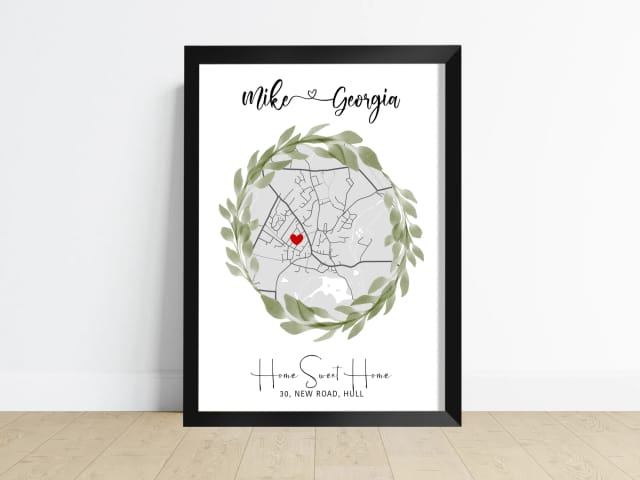 Personalised House Map - Round Eucalyptus Shape