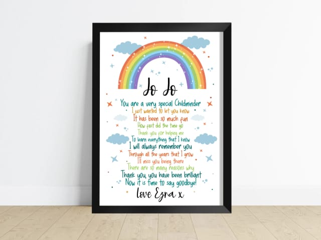 Personalised Rainbow Childminder Gift Print Thank You Teacher