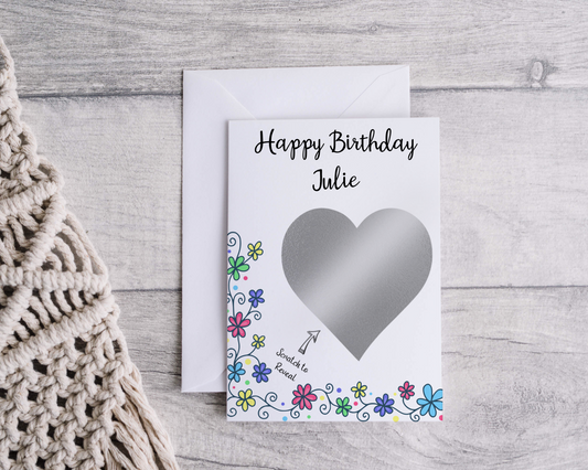 Personalised Birthday Scratch Card with a vibrant design, ready to reveal a delightful surprise.