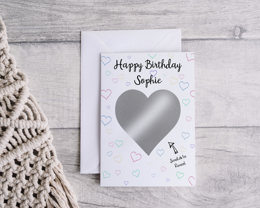 Personalised Birthday Scratch Card with a vibrant design, ready to reveal a delightful surprise.