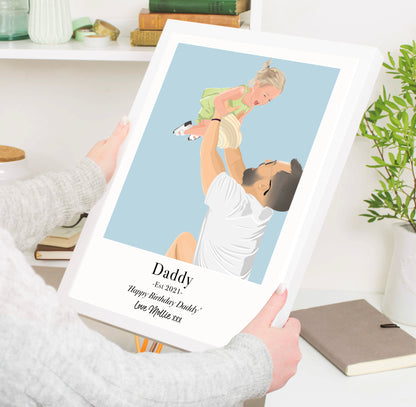 Hand-Drawn Portrait Home Decor Print - Personalised artwork capturing cherished memories with meticulous detail and vibrant colours, framed and ready to display. Perfect for heartfelt gifting on birthdays, anniversaries, and special occasions.