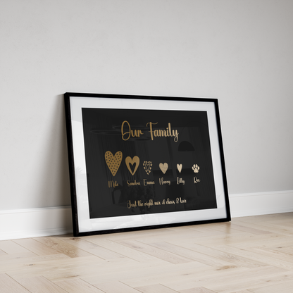 Personalised Family Heart Connections Foiled Print