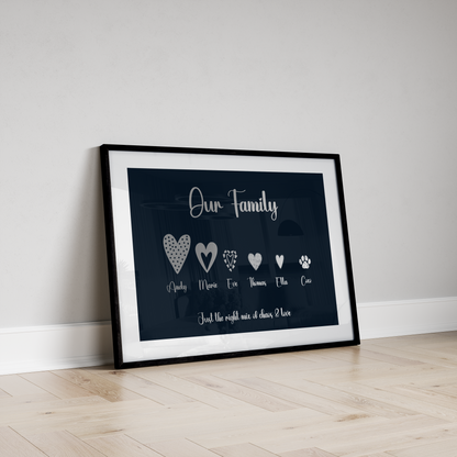 Personalised Family Heart Connections Foiled Print