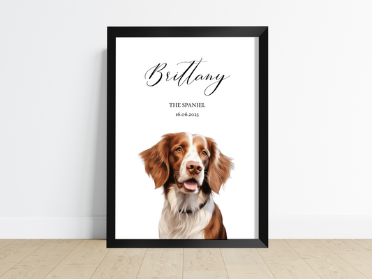 Personalised Dog Print - Capture Your Pup's Essence with Custom Name and Date of Birth - Ideal Gift for Pet Lovers