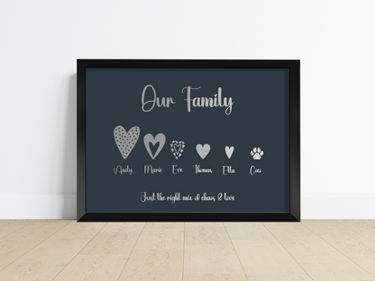 Personalised Family Heart Connections Foiled Print