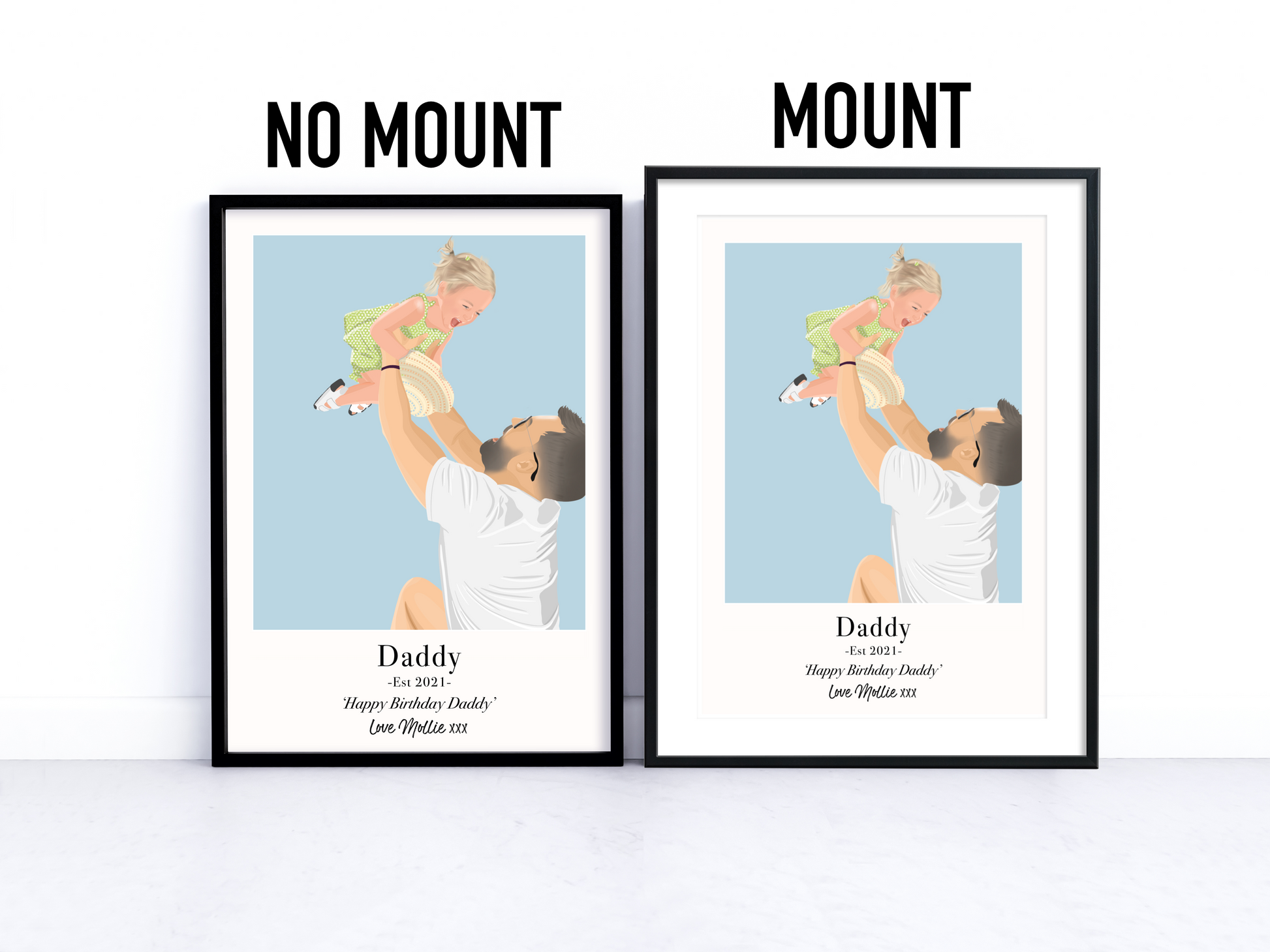 Hand-Drawn Portrait Home Decor Print - Personalised artwork capturing cherished memories with meticulous detail and vibrant colours, framed and ready to display. Perfect for heartfelt gifting on birthdays, anniversaries, and special occasions.