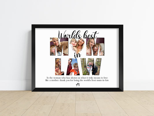 Personalised Home Decor Print - Mother-in-Law Gift with Customised Photos, Perfect for Mother's Day or Birthday Celebration.