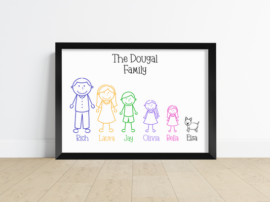 Personalised Family Stick People Print