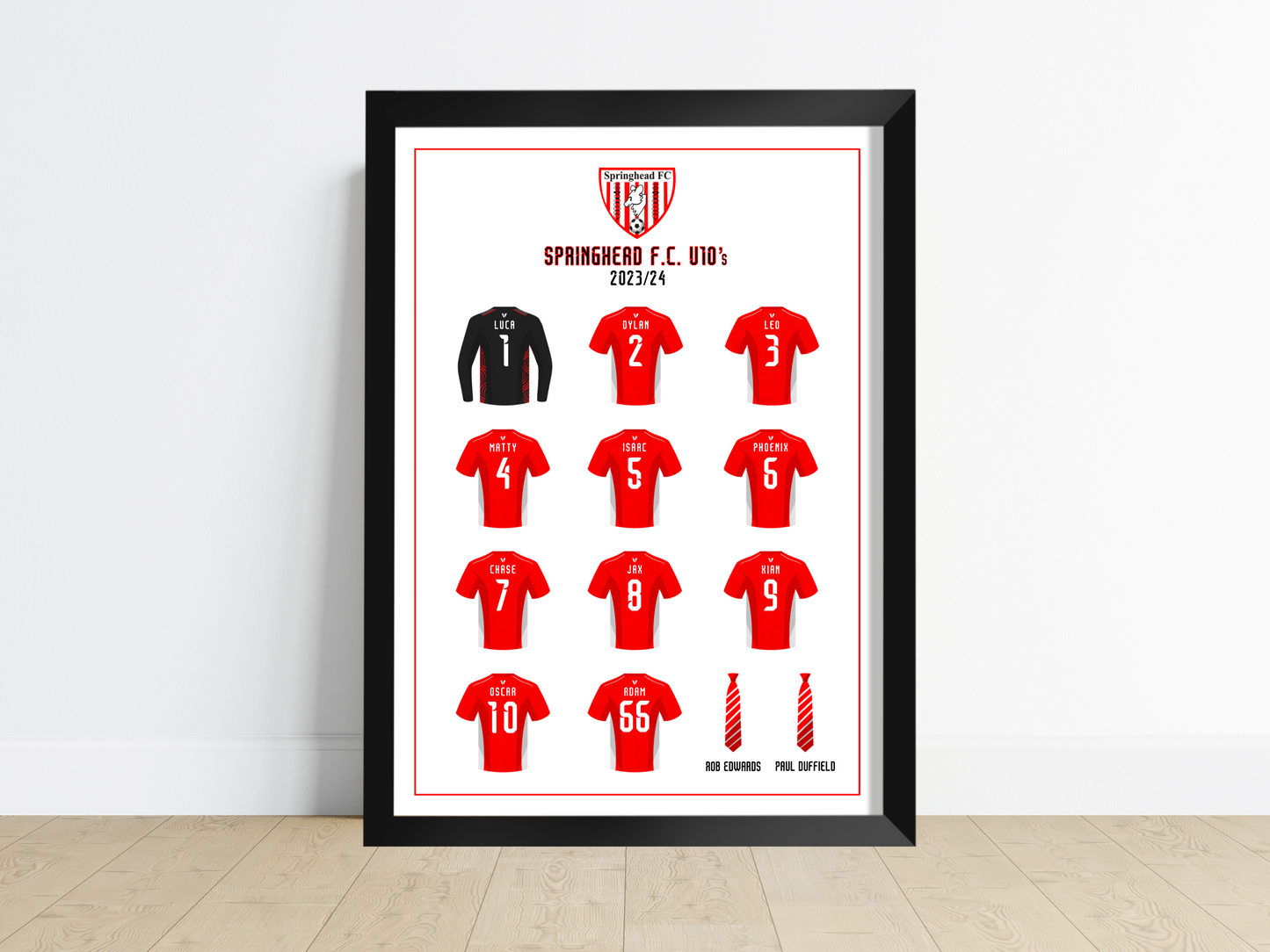 Personalised Junior Football/Rugby Team Kit Print