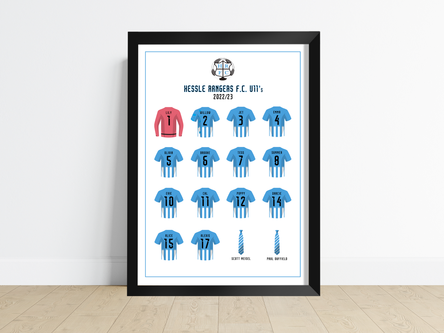 Personalised Junior Football/Rugby Team Kit Print