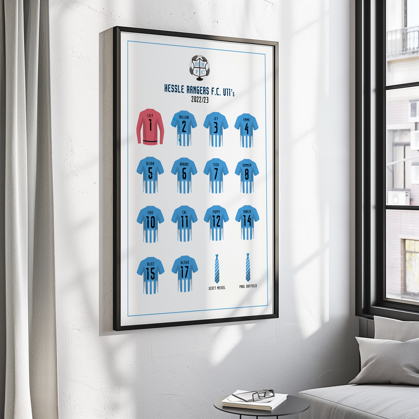 Personalised Junior Football/Rugby Team Kit Print