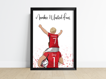 Sport/Football Gift for Dad - Dad and One Child on Shoulder