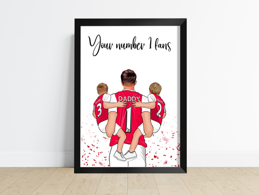 Sport/Football Gift for Dad - Dad and Two Children