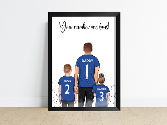 Sport/Football Gift for Dad - Dad and Two Children