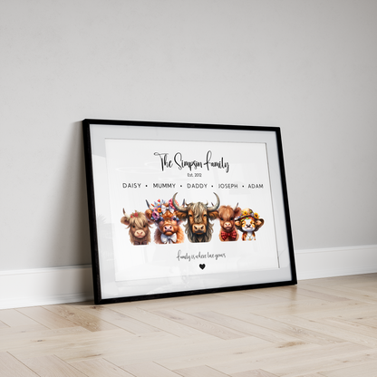 Highland Cow Family Print